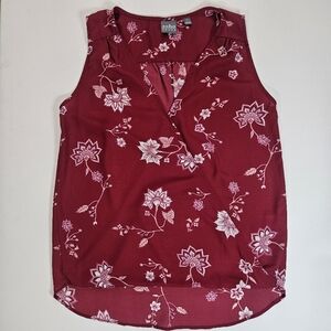 Soho Blouse Womens XS‎ Red Pink Floral New York & Company Cottagecore Top